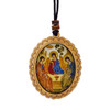 Wood icon pendant, Holy Trinity, roped