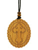 Wood icon pendant, Nativity, roped. Budded cross laser engraved on back of icon pendant.