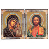 Diptych: Virgin of Kazan and Christ the Teacher, gold foil