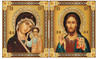 Diptych: Virgin of Kazan and Christ the Teacher, gold foil, large icons