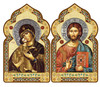 Diptych: Domed Virgin of Vladimir and Christ the Teacher, gold foil