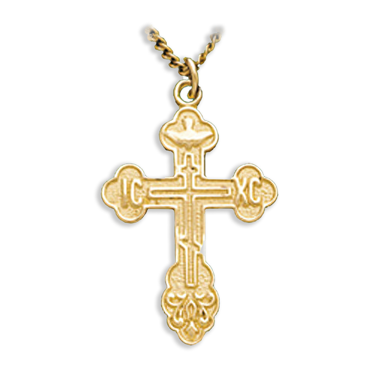 SHRINE クロスネックレス - CROSS NECKLACE - GOLD 008910 St. Xenia Cross, sterling silver with gold overlay, chain