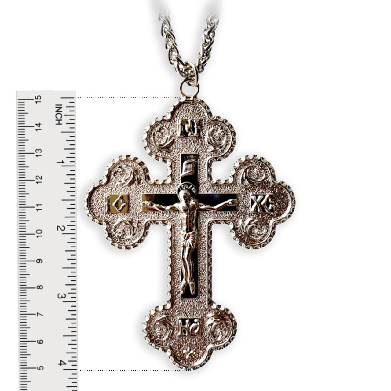Episcopal pectoral Cross cm 10x6 (3,9x2,4 inch) Sacred Heart Rays of Light  in brass Gold Silver Bicolor Bishop's Cross | Vaticanum.com