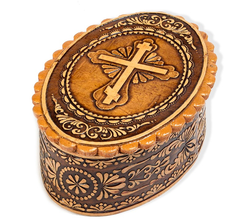 Wooden Box, Cross on birch - Ancient Faith Store
