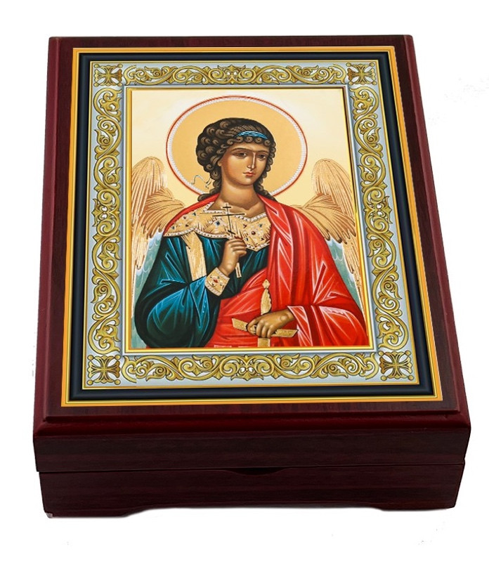 Wooden Icon Box, Guardian Angel, deluxe large - Ancient Faith Store
