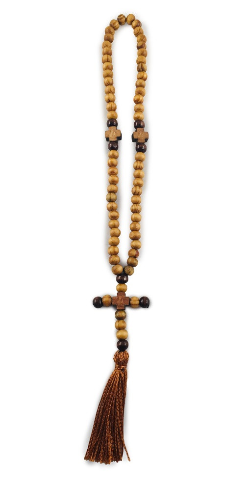 Prayer Beads, 70 olive wood beads with cross and tassel Ancient Faith Store