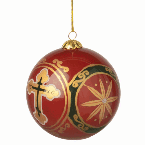 Christmas Ornament, hand painted Orthodox Cross design