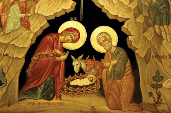 Christ Is Born, medium icon. Our most popular Nativity icon.