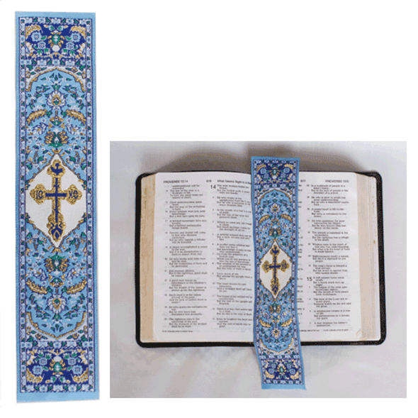 Tapestry bookmark, blue with cross Tapestry bookmark, blue with cross