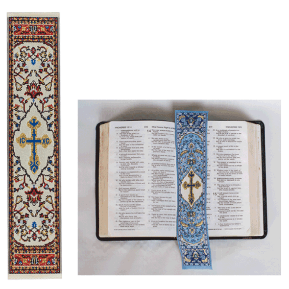 Tapestry bookmark, red with cross Tapestry bookmark, red with cross
