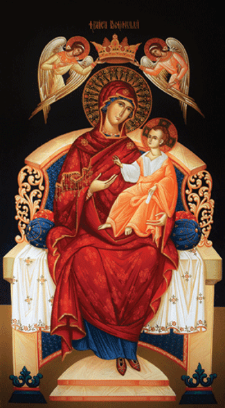 Theotokos Enthroned (on black), large icon Theotokos Enthroned (on black), large icon