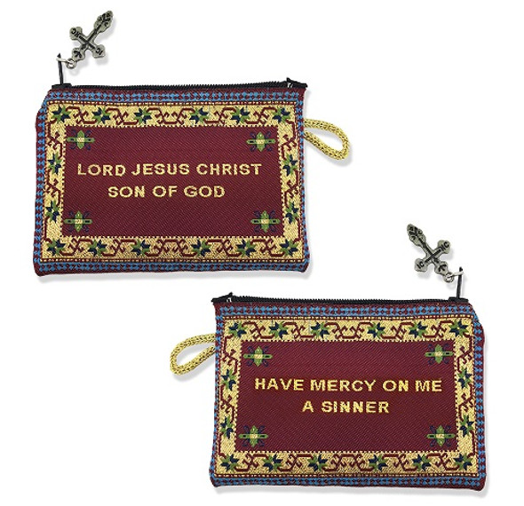 Tapestry pouch, Jesus Prayer, maroon