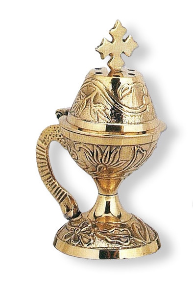 Censer, 4-1/2" tall, brass with floral design