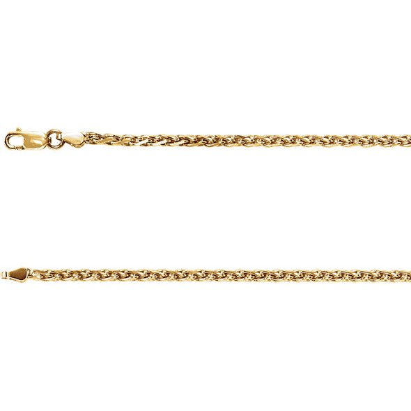 18" 14k Yellow Gold Rolled Wheat Chain, 1.2 mm