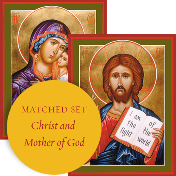 Matching set: Christ the Lightgiver & Virgin and Child, large icons