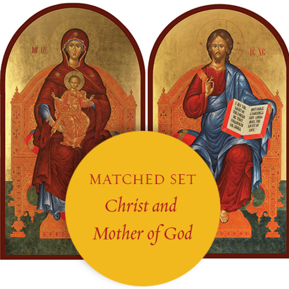 Matching set: Christ Enthroned & Virgin Enthroned, large icons