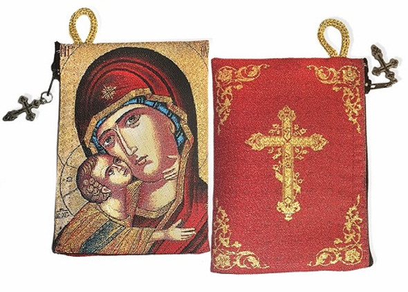 Tapestry pouch, Vladimir Mother of God and Cross