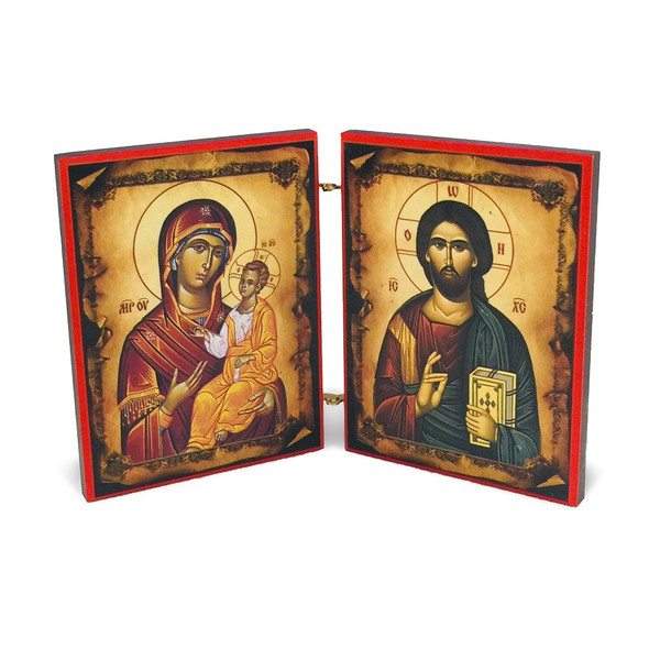 Diptych: Christ and Mother of God with Lord’s Prayer, front