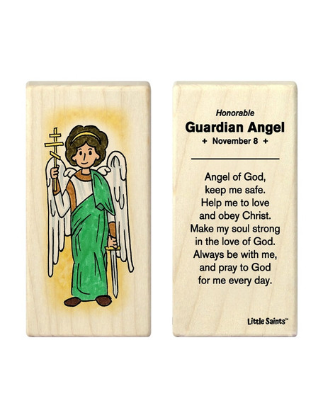 Little Saints Guardian Angel Individual Block with prayer on back