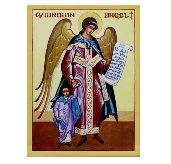 Magnet, Guardian angel with girl icon on thick and durable 1/4-inch acrylic.