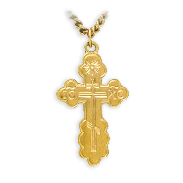 St. Olga Cross, goldtone sterling silver, extra-small, chain included
