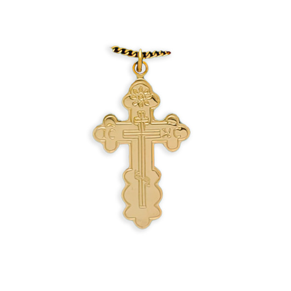 St. Olga Cross, sterling silver with gold overlay, medium, chain included