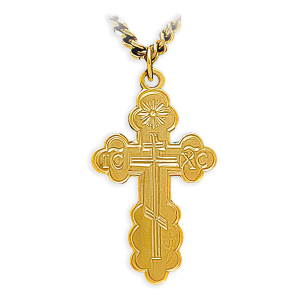 004529 St. Olga Cross, sterling silver with gold overlay, large, chain included