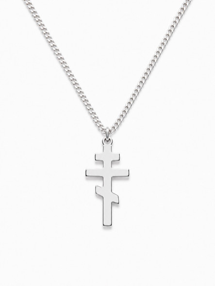 004534 Three-bar Cross, high-polished sterling silver, medium, chain included