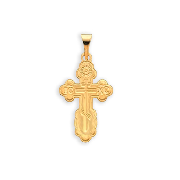 Wood neck cross with cord, two-tone budded - Ancient Faith Store