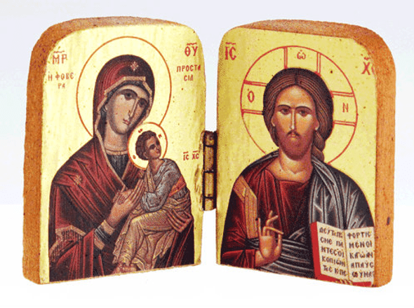 Diptych: Christ and Mother of God (import from Greece), front view