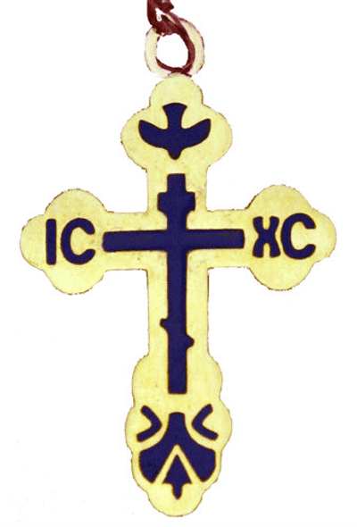 Gold-tone with blue inlay St. Xenia Cross Pendant