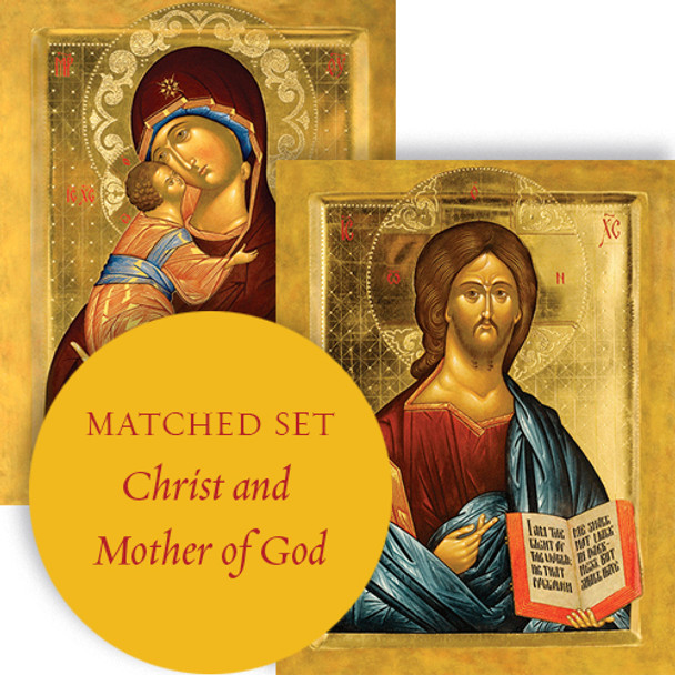 Matching set: Christ Pantocrator & Virgin Lovingkindness, large icons