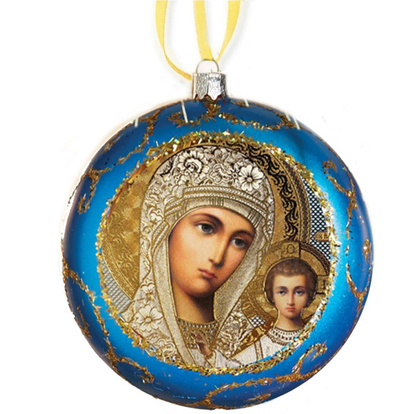 Ornament, Kazan MOG on blue with gold accents, Ukrainian (3.5 inch)