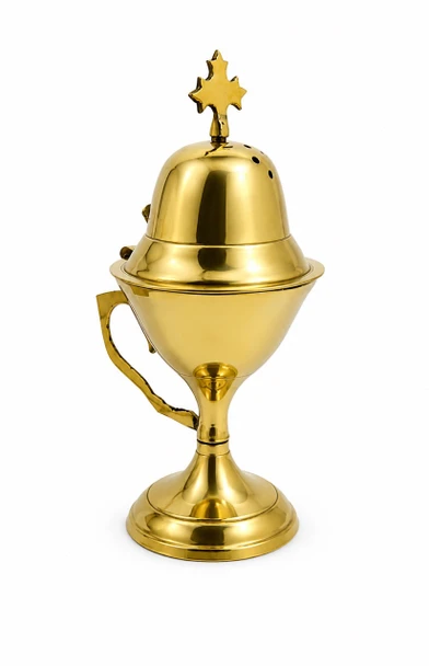 Censer, 7" tall, plain brass-tone finish