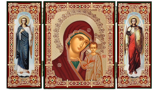 Triptych: Virgin of Kazan with guardian angels