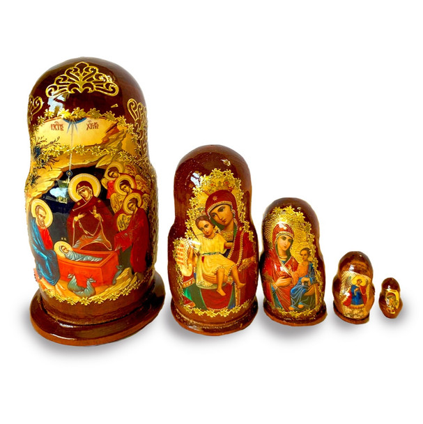 Icon Nesting Dolls, 5pc Nativity Scene, 4.3-inch