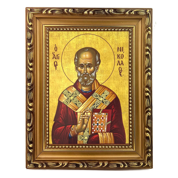 Gilded Saint Nicholas, standing medium icon