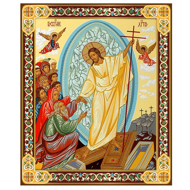 Resurrection with angels, extra-small icon