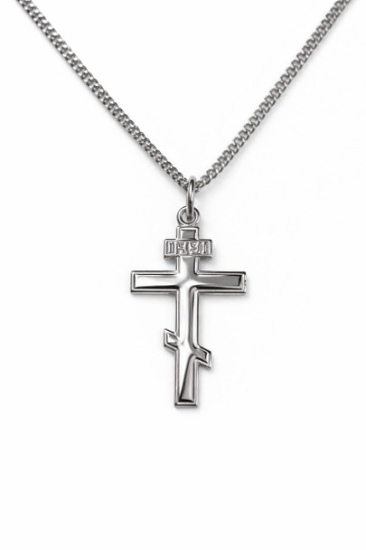 004533 Three-bar Cross, sterling silver, medium, chain included