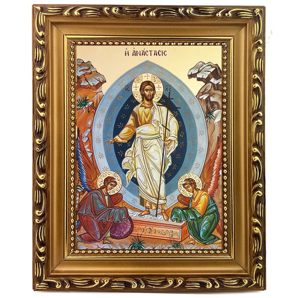 Gilded Resurrection with angels, standing large icon