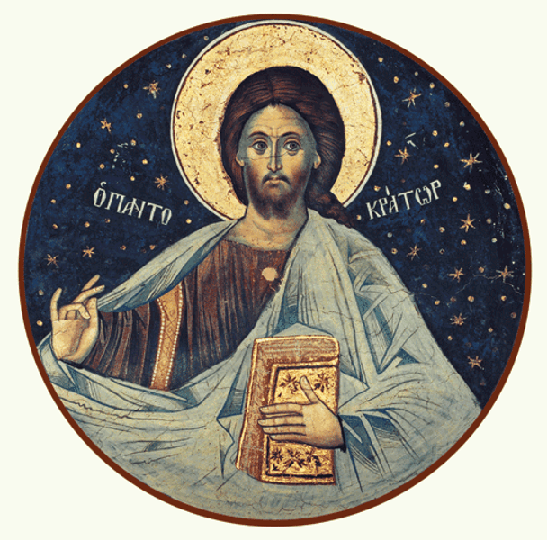 Christ Pantocrator, round icon