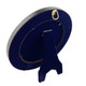 Includes a stand and hook for multiple display options. The back is lined with blue velvet.