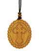 Wood icon pendant, Eternal Bloom, roped. Budded cross laser engraved on back of icon pendant.