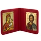 Traveling icon diptych in leatherette case, Virgin Mary and Christ