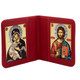 Traveling icon diptych in leatherette case, Virgin of Vladimir and Christ the Teacher