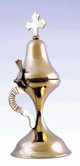 Censer, 7-1/2" to 8" tall, smooth brass-tone finish. For church or home use.