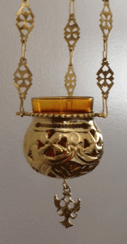 Vigil lamp, 3 inch diameter, with red glass Ancient Faith Store