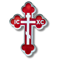 Magnet, Budded Cross, Red/Gray