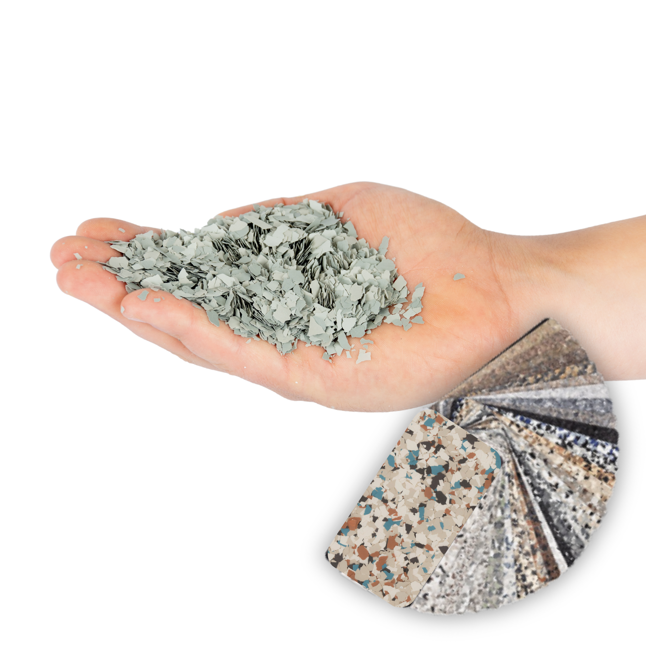 High-performance aggregates, silica sand, and decorative flakes for resinous epoxy flooring systems