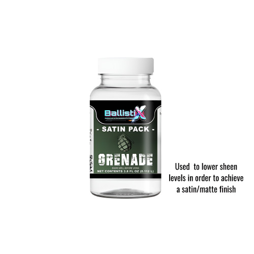 BallistiX Satin Grenade Pack is used to achieve a satin/matte finish. BallistiX Satin Grenade Pack is used to achieve a satin/matte finish.
